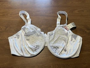Just My Size Vintage Bra White Satin Lace Pearl Detail 1985 Underwire NWT 44D #2 - Picture 1 of 16