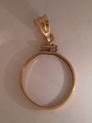  $5 1/10 унции винт верхний рифленая граница монета безель 14k золото - Изображение 1 из 4