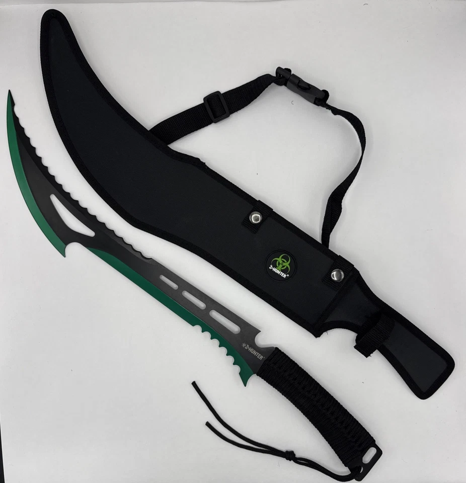 Z-Hunter 23,75” hoja verde machete, mango envuelto en cable negro con funda ZB-020BG Foto 1 de 4