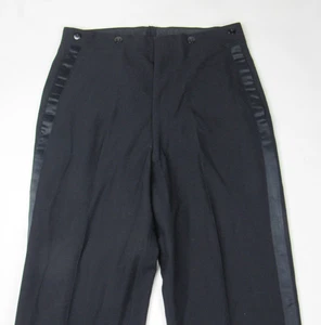 Pantalone abito smoking lana leggero vintage anni 50 30,5 x 28 formale nero - Foto 1 di 14