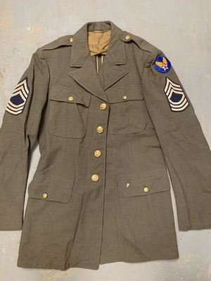 WWII US Army Air Force Class A Dress Jacket Master Sergeant Patch Sz 40L - Image 1 of 4