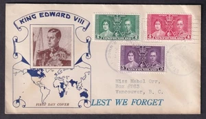 Canada Newfoundland KGVI 1937 Coronation illus. FDC but KEVIII illustration - Picture 1 of 2