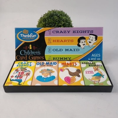 Thinkfun 4 Children's Card Games Crazy Eights Hearts Old Maid Rummy Card Games - Image 1 of 4