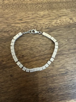 Vintage Designer P R Ex Italy .925 Sterling Silver Box Link Bracelet 8.25” Rare - Image 1 of 4