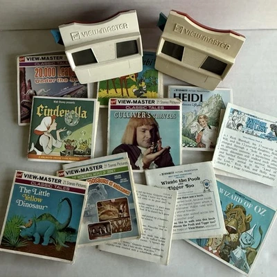 Vintage View-Master Red Slide Viewer (x2) and Reels - 12 Classic & Kids Stories - Image 1 of 4