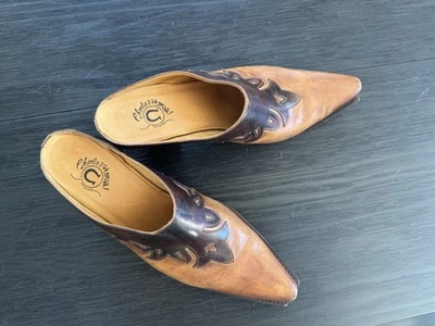 Lane Dawson Mules Cowboy Boot Size 9.5 Western Brown Turquoise Leather, NWOT - Imagem 1 de 4