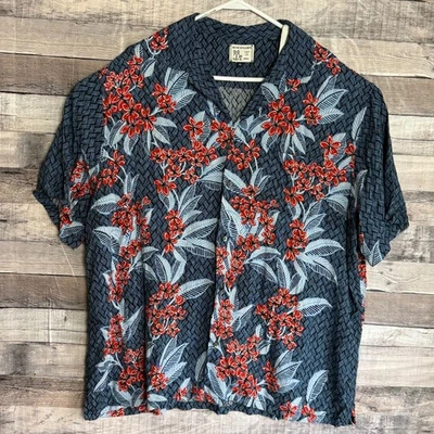 Camisa Hawaiana Reyn Spooner Para Hombre XL Azul Floral Geométrica Abotonada Playa Foto 1 de 4