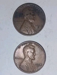 Lotto 2 monete 1953-S & 1954-S Lincoln centesimi di grano • circolate San Francisco Mint - Foto 1 di 2
