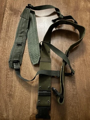 USGI LC-2 ALICE Belt Suspenders Large ITW Nexus Buckle Olive Drab Made USA - Image 1 of 4