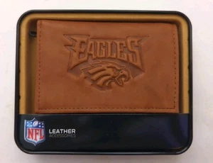 NFL Philadelphia Eagles Embossed Trifold Leather Wallet With Tin Gift Box - Picture 1 of 4