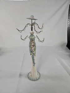 Vintage Jewelry Hanger Tree Organizer w/ Elegant Floral Dress & Hat 14.4" READ⬇ - Picture 1 of 11