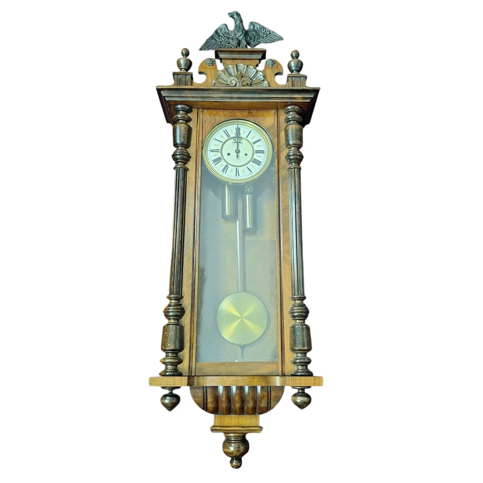 Gustar Becker Vienna Wall Clock Weight Driven Chiming German Antique Vintage - Image 1 of 4