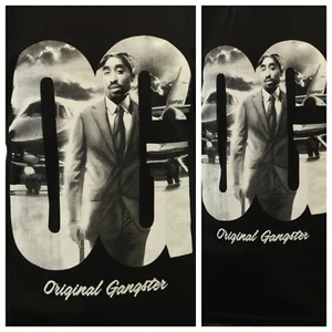 Camiseta Negra Gráfica Música Rapero TUPAC ORIGINAL GANGSTER Impresa Regalo Urbano - Imagen 1 de 4