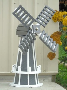 30" Poly Dutch Windmill (Gray with White trim) - Picture 1 of 2