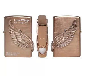 Zippo Lighter Love Wings Rose Genuine Windproof Free Shipping 6Flints New in Box - Picture 1 of 12