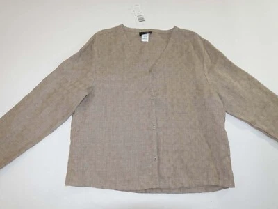 Chaqueta para mujer Eileen Fisher 4 botones delantera pequeña nueva con etiquetas beige 100 % lino hecha en EE. UU. Foto 1 de 4