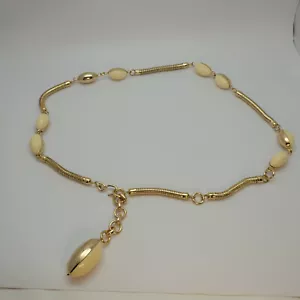 Fashion Cream Lucite Bead Gold Plated Snake Chain 36" ADJ Belt - Picture 1 of 5
