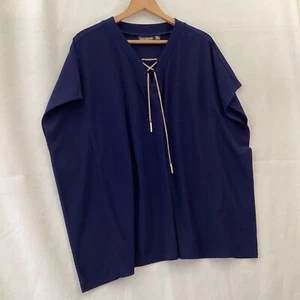 Nina Leonard Womens Navy Blue Short Sleeve Top Chain Detail Size M - Picture 1 of 4