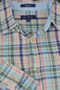 Camisa informal Alan River para hombre rosa púrpura a cuadros lino algodón XL XLarge - Imagen 1 de 4