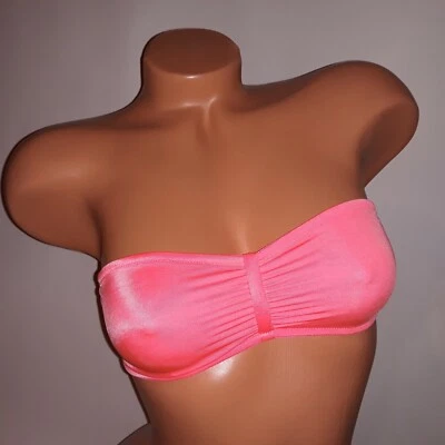 Sujetador Victoria Secret Bandeau Pequeño Naranja Sólido Sin Forro Inalámbrico Sin Tirantes Foto 1 de 4