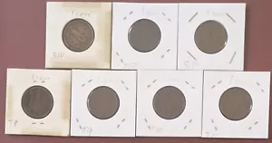 Lot of 7 Japan 1 sen Taisho Showa Year 8 9 10 11 12 13 1919~1938 - Picture 1 of 16