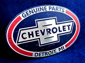 17 "CHEVROLET Genuine Parts -* US MADE * Señal de metal en relieve - Man Cave Garage Bar - Imagen 1 de 9