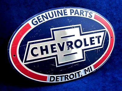 Letrero de metal en relieve de 17" CHEVROLET piezas genuinas -*hecho en Estados Unidos* - barra de garaje cueva para hombre Foto 1 de 4