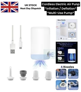 Electric Air Pump Portable 1500mAh 2 in 1 Inflation and Delaying Pump Universal - Picture 1 of 19