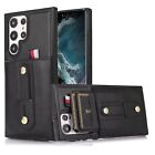 Premium Hybrid Leather Tpu Ring Cover Case Card Holder For Samsung S22 S21 S20