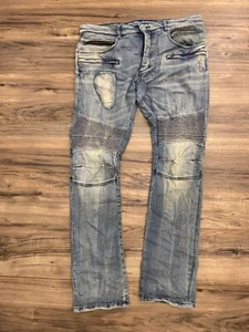 Rockstar Men Skinny Jeans Size 36 Button Fly Faded Blue - Picture 1 of 12