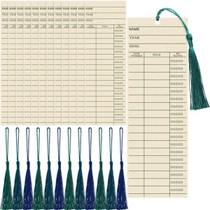 12 Set Reading List Bookmark Tracker with Tassels Vintage Design - Picture 1 of 7