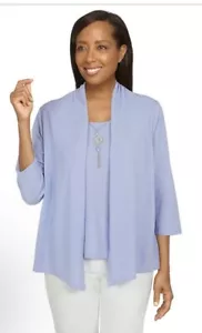 NWT ALFRED DUNNER A lMONTANA SKY 3/4 Sleeve two in One Sweater Top Sz Large $64 - Picture 1 of 2