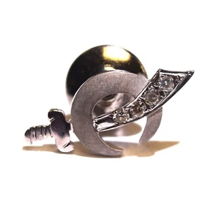 14k white gold .10ct VS G diamond Shriners tie tack lapel 1.2g vintage - Picture 1 of 9