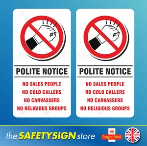 2x Stop Cold Calling Door Stickers Religious No Canvassers Callers Polite Notice - Picture 1 of 1
