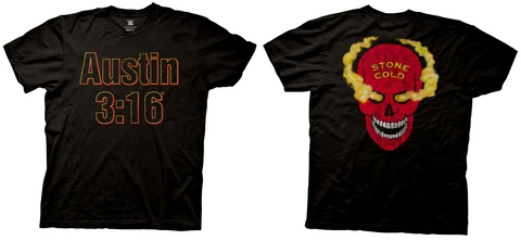 Stone Cold Steve Austin 3:16 WWE Official Red Skull Mens Black Shirt Cover