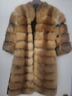 Fox Fur Coat Jacket, 3/4 Sleeve, Size S