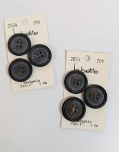 Vintage la petite Sew On Buttons Set of 6 Blue Round Circle #2654 - Picture 1 of 3