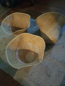 Seagrass Boho Wicker Basket Lined Plant Pot Holder Planter Basket - Picture 1 of 4