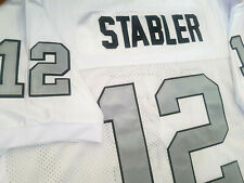 White/Silver NEW Oakland Raiders #12 Ken Stabler 2patches sewn Jersey Free ship
