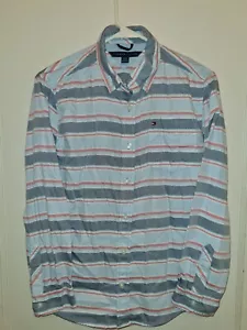 Tommy Hilfiger Langarmshirt Oberteil Mädchen 16/18 blau gestreift Knopfleiste - Bild 1 von 5