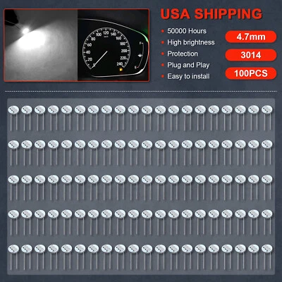 100Pcs White LED 3SMD Bulb Instrument Gauge Cluster Backlight Lights for GM 12V - Image 1 of 4