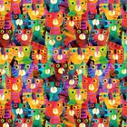 Feline Drive Fabric CATSVILLE Clutter Cats Rainbow Windham Sold by the Yard