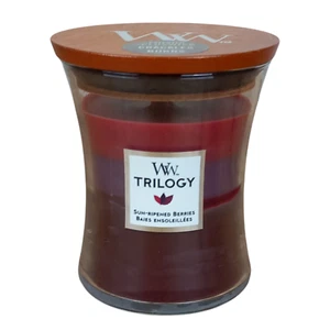 Duftkerze WoodWick Trilogy Sun Ripened Berries knisterndem Docht Sanduhrglas - Bild 1 von 5