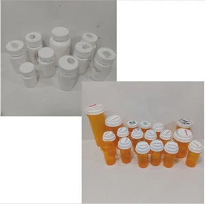 Botellas de píldoras vacías recetadas Rx botellas de plástico ámbar almacenamiento varios tamaños - Imagen 1 de 10