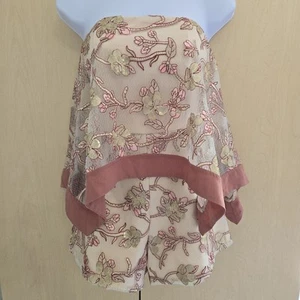 L'Atiste By Amy Cream Floral Embroidered Sequined Romper Size S Corset Bodice - Picture 1 of 11