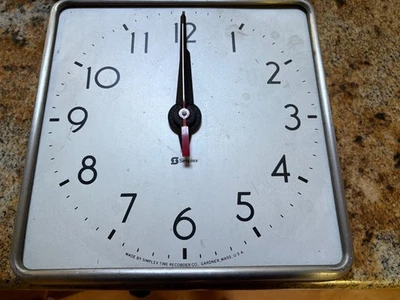 Vtg Simplex Square Wall Clock Aluminum Industrial WORKS-Converted to Batt - Image 1 of 4