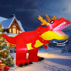 Inflables de Navidad de 9,5 pies dinosaurio decoración de patio exterior Navidad agitable di... - Imagen 1 de 6