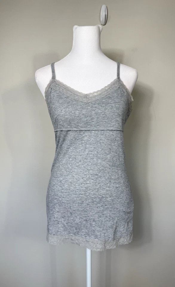 Camiseta sin mangas Y2K Mudd para mujer M gris encaje ribete camisola preppy años 90 algodón crepúsculo Foto 1 de 4