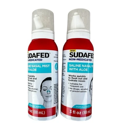Vaporizador nasal salino Sudafed x2 spray de aloe no medicado EXP 7/2027 sellado Foto 1 de 4