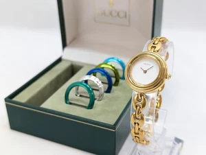 JUNK GUCCI Change 11/12.2 Bisel Reloj Cuarzo Dorado Blanco Mujer EN CAJA Auté... - Imagen 1 de 11